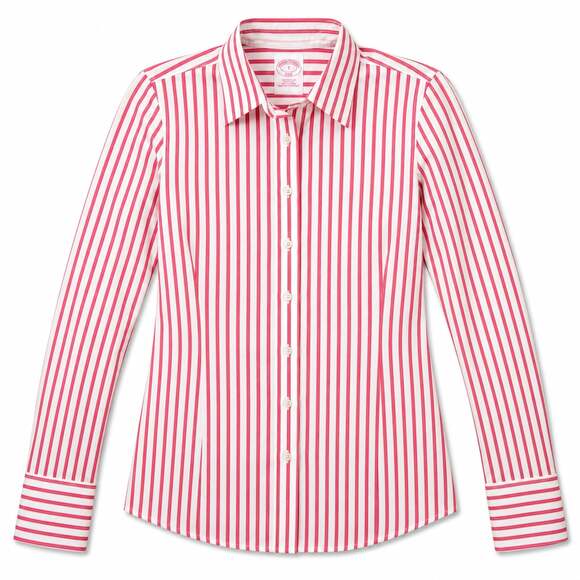 Brooks Brothers Tops - Brooks Brothers 346 Tailored Fit Non-Iron Red and White Striped Long Sleeve Butt